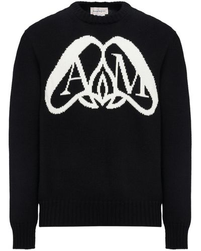 Alexander McQueen Seal Logo Cotton Sweater - Black