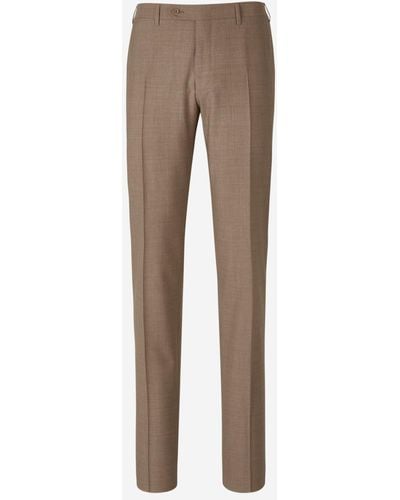 Canali Classic Wool Trousers - Natural