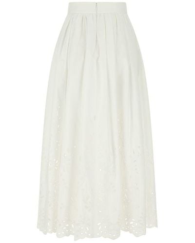 Chloé Embroidered Mid-length Skirt - White
