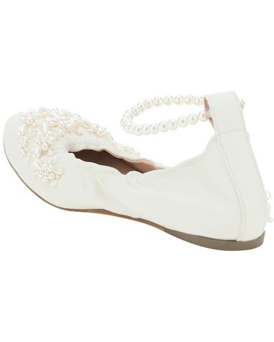 Simone Rocha Embellished Ballerina With Ankle Strap - White