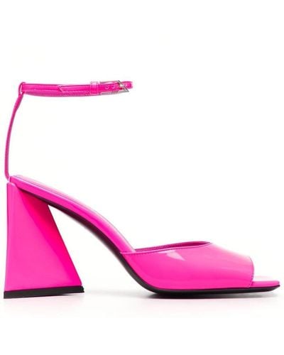 The Attico Piper Synthetic Patent Heel Sandals - Pink