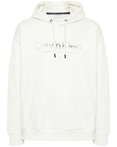 Calvin Klein Diffused Logo Hoodie - White