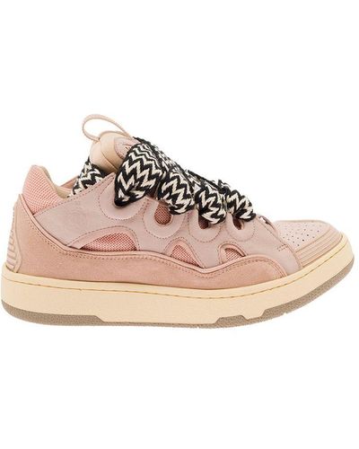 Lanvin 'Curb' Low-Top Sneaker With Oversized Laces - Pink