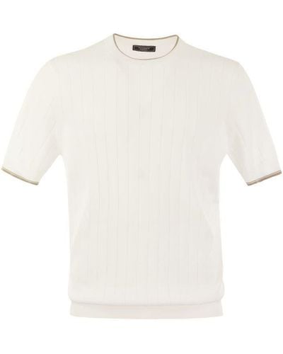 Peserico T-shirt In Pure Cotton Crépe Yarn - White