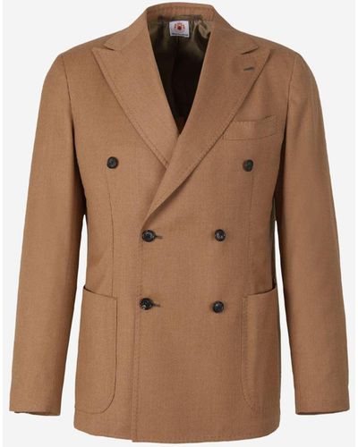 Luigi Borrelli Napoli Linen Crossed Blazer - Brown