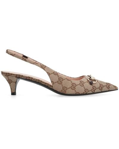 Gucci Fabric Slingback Court Shoes - Natural