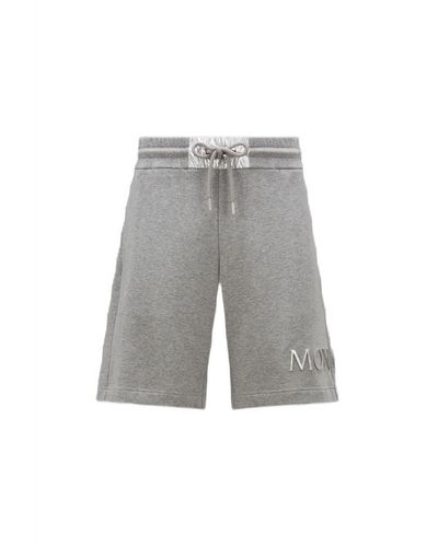 Moncler Logo Cotton Bermuda Shorts - Grey