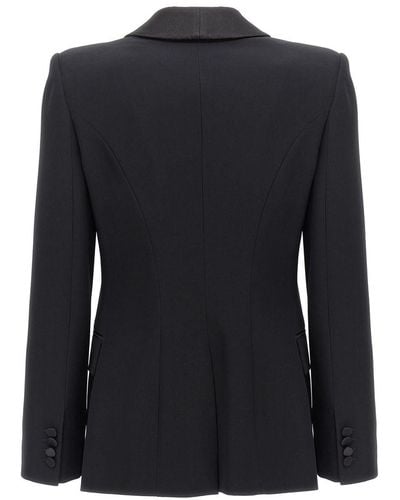 Alexander McQueen Double-Breasted Blazer With Satin Details - Black