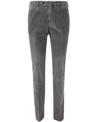 PT01 Flat Front Pants With Diagonal Pockets - Gray