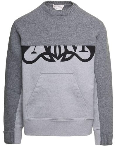 Alexander McQueen Round Neck Sweater - Gray