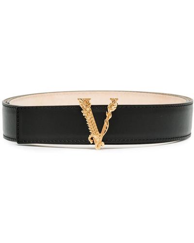 Versace Virtus Leather Belt - Black