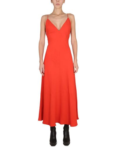 Stella McCartney Maxi V-neck Dress - Red