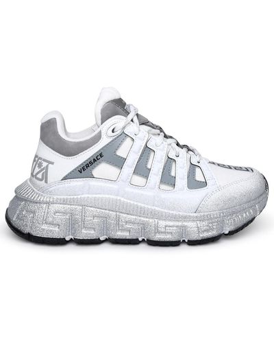 Versace Trigreca Sneakers In White Leather Blend