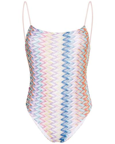 Missoni Zigzag Pattern One-Piece Swimsuit - White