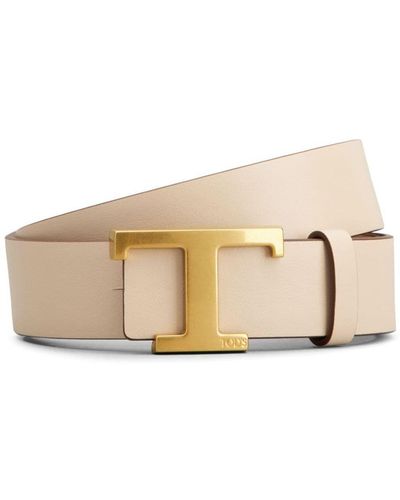 Tod's T Timless Reversible Leather Belt - Natural