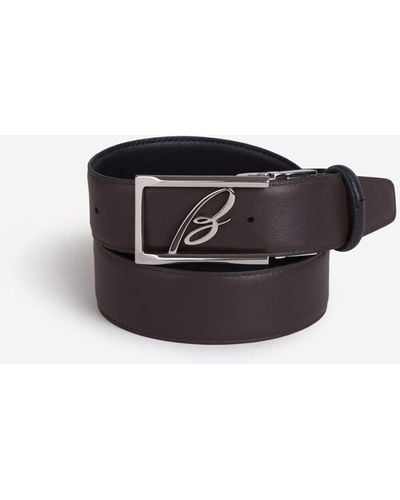 Brioni Leather Logo Belt - Black