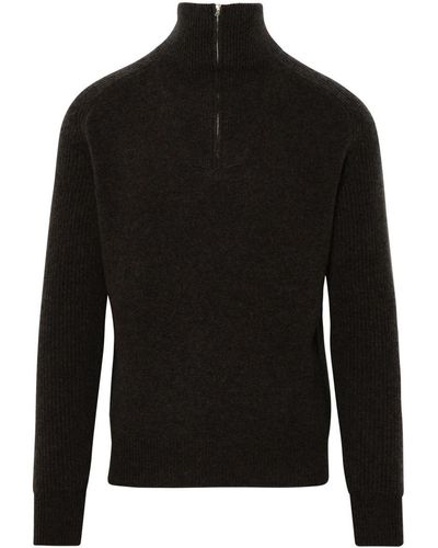 Altea Brown Cashmere Blend Sweater - Black