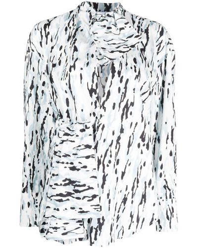 MSGM Graphic-print Cotton Blouse - White