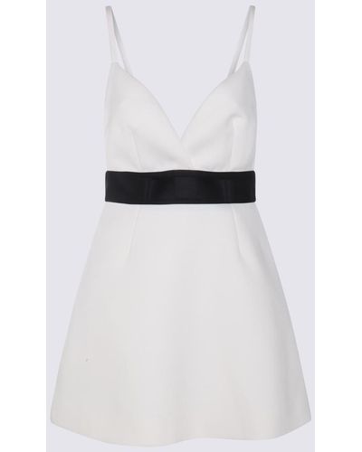 Dolce & Gabbana White And Black Silk-wool Blend Dress