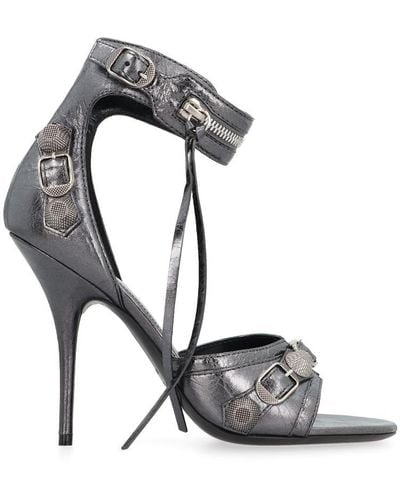 Balenciaga Cagole Leather Sandals - Gray