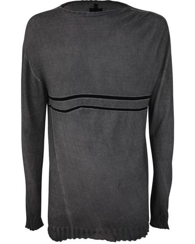 MD75 Striped Round Neck Pullover Clothing - Black
