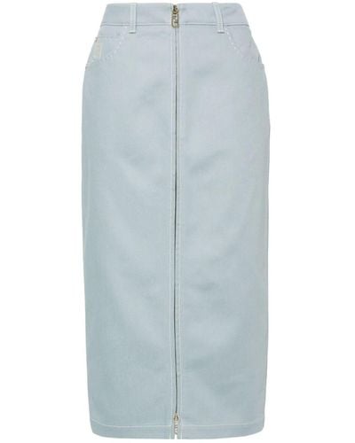 Fendi Zippered Denim Skirt - Blue