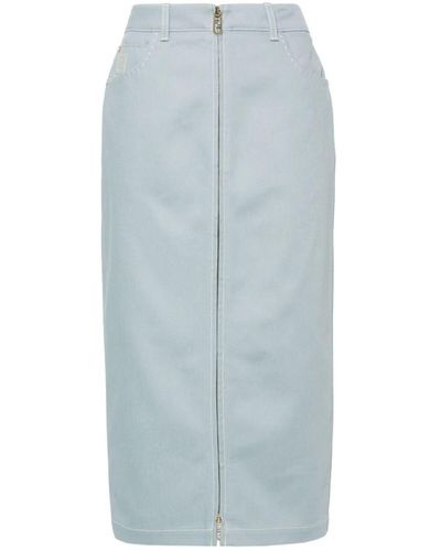 Fendi Zippered Denim Skirt - Blue