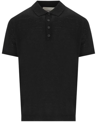 Amaranto Black Linen Poloshirt