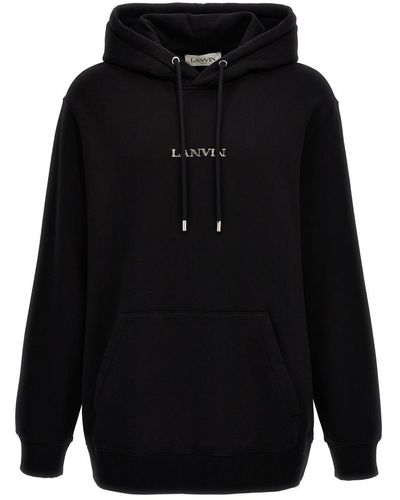 Lanvin Logo Embroidery Hoodie Sweatshirt - Black