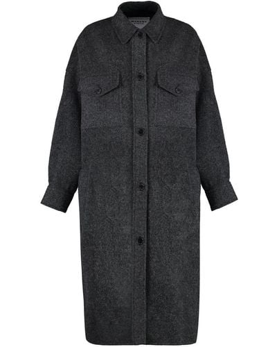 Isabel Marant Fontizi Wool Blend Coat - Black