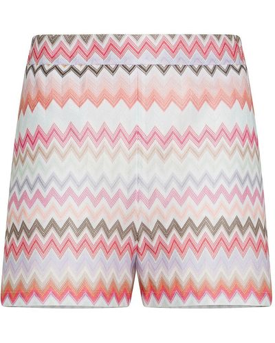 Missoni Cotton And Viscose Zigzag Pattern Shorts - Pink