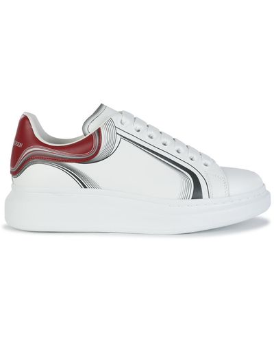 Alexander McQueen White Bordeaux And Silver Leather Oversized Trainers - Multicolour