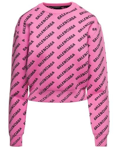 Balenciaga Jacquard Crew-Neck Sweater - Pink