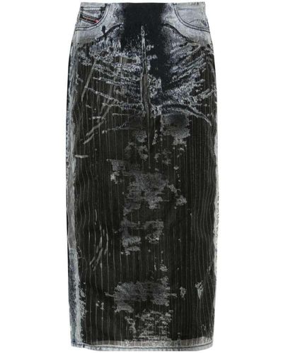 DIESEL De-Pra-Fse1 Denim Midi Skirt - Black