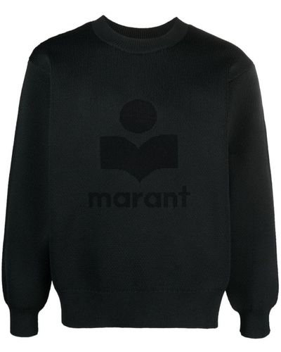 Isabel Marant Ribbed-knit Intarsia-logo Jumper - Black