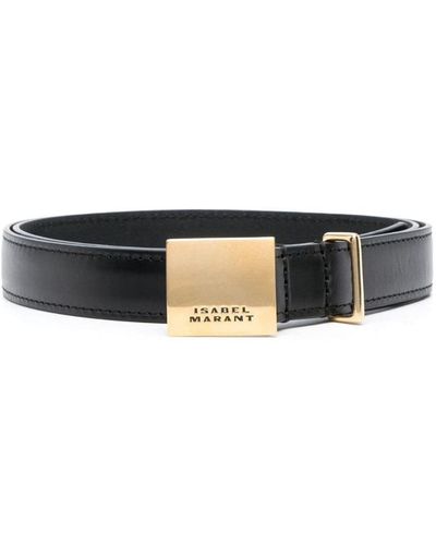 Isabel Marant Lowell Engraved-buckle Leather Belt - Black