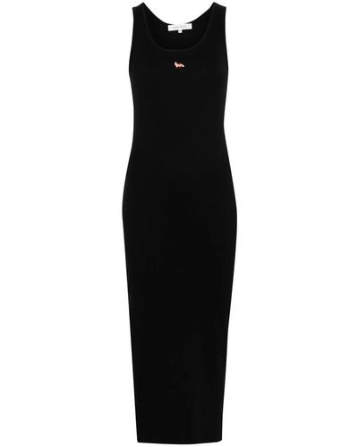 Maison Kitsuné Ribbed Midi Dress - Black
