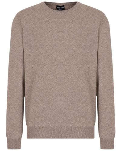 Giorgio Armani Mélange-effect Cashmere Crew-neck Sweater - Brown