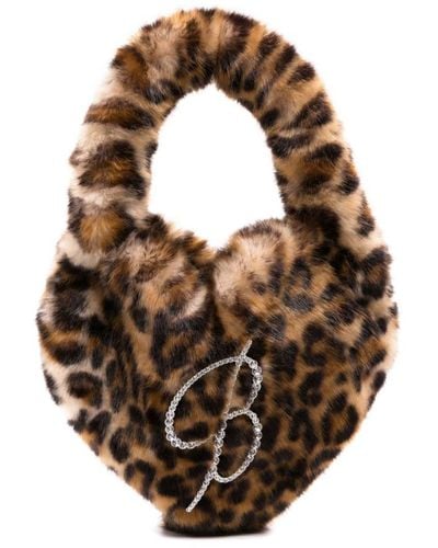 Blumarine Faux Fur Heart Handbag - Brown