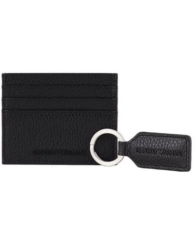 Emporio Armani Leather Card Case And Key Holder Set - White