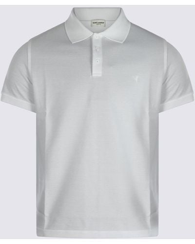 Saint Laurent White Cotton Polo Shirt - Gray
