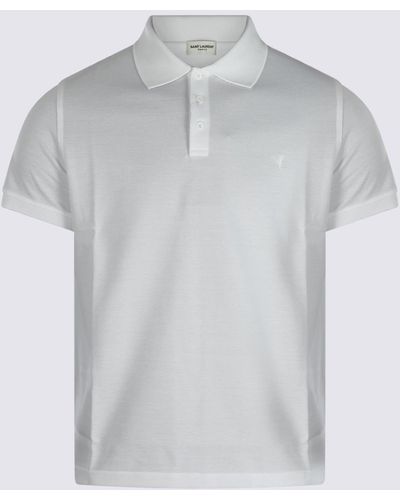 Saint Laurent White Cotton Polo Shirt - Grey