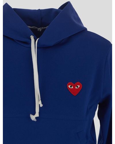 COMME DES GARÇONS PLAY Logo Embroidered Hoodie - Blue