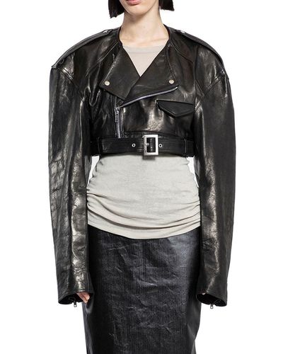 Rick Owens Leather Jackets - Grey