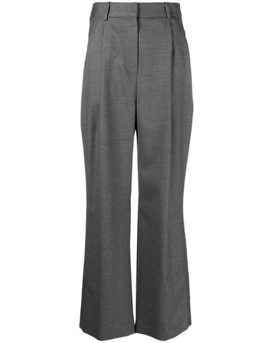 Loulou Studio Solo Pleated Flared Pants - Grey