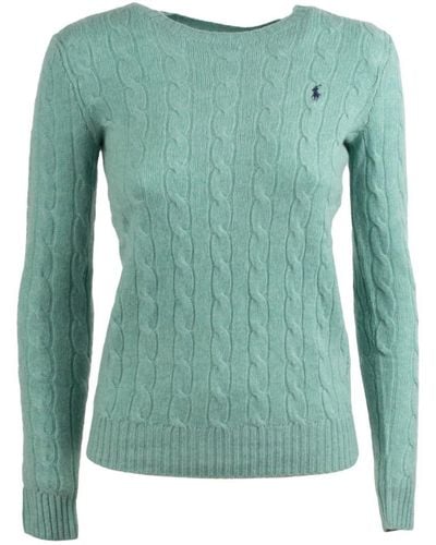 Ralph Lauren Aqua Green Wool And Cashmere Cable Knit Sweater