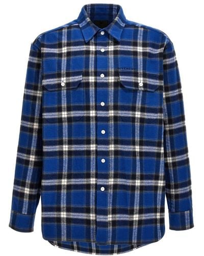 Givenchy Check Flannel Shirt Shirt, Blouse - Blue