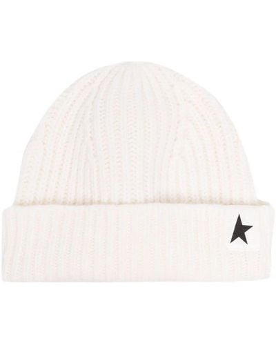 Golden Goose Star Patch Ribbed Beanie - Natural