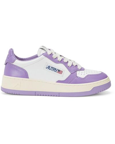 Autry Low Medalist Bicolor Leather Sneakers - Purple
