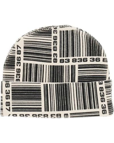 VTMNTS Barcode Monogram Beanie Hat - Black